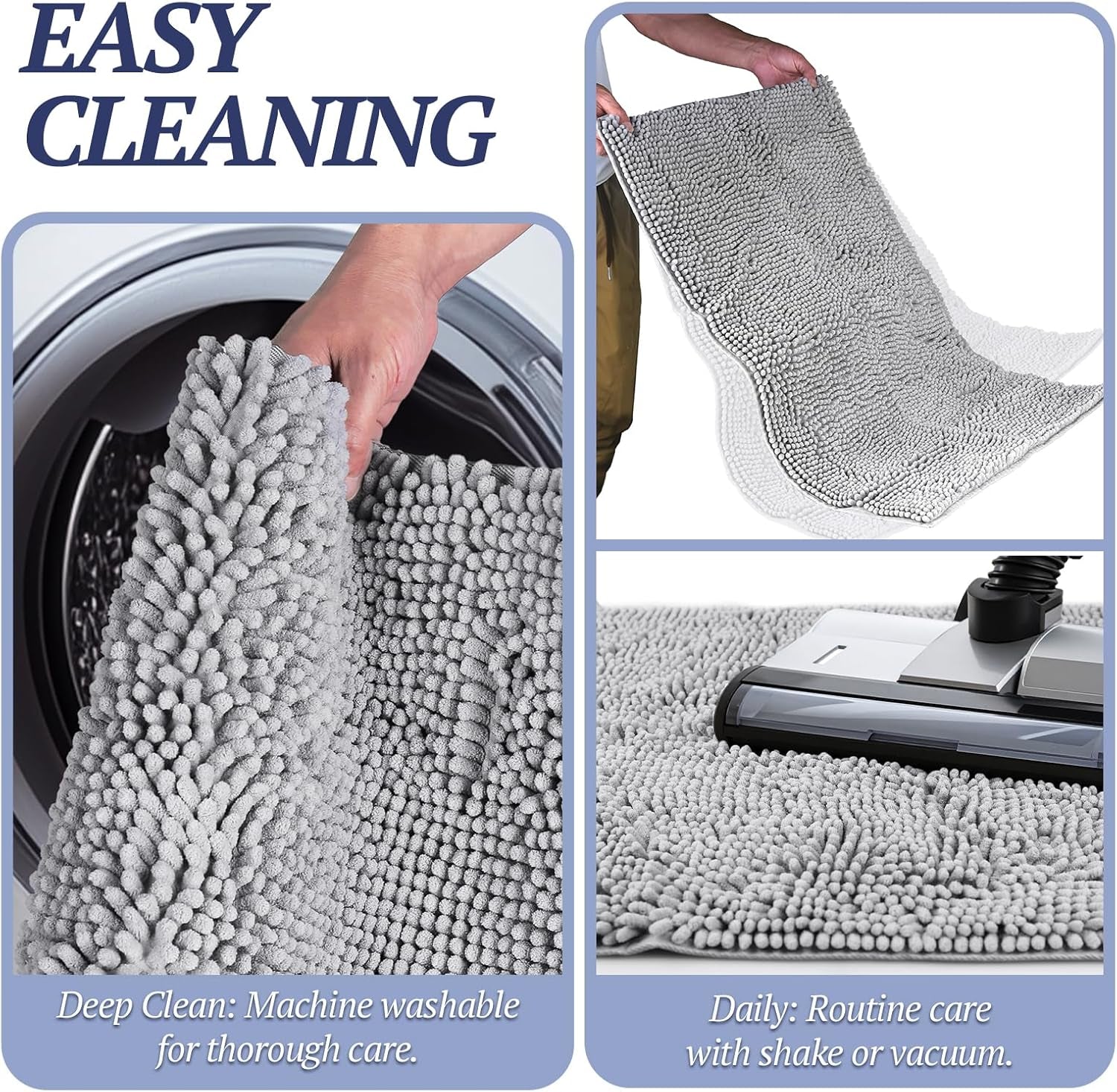 Dog Door Mat for Muddy Paws – Ultra Absorbent Waterproof Chenille Pet Rug with Non-Slip Backing, Washable Dirt Trapper Entryway Floor Mat, 31” x 20”, Navy Blue