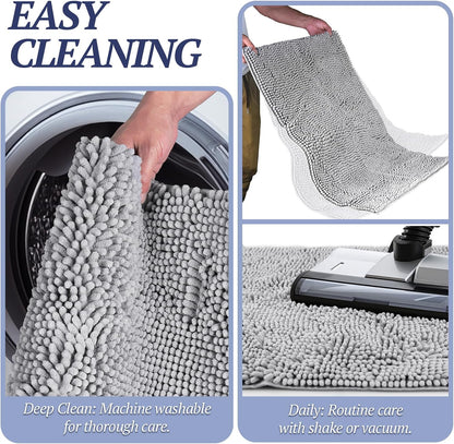Dog Door Mat for Muddy Paws – Ultra Absorbent Waterproof Chenille Pet Rug with Non-Slip Backing, Washable Dirt Trapper Entryway Floor Mat, 31” x 20”, Navy Blue