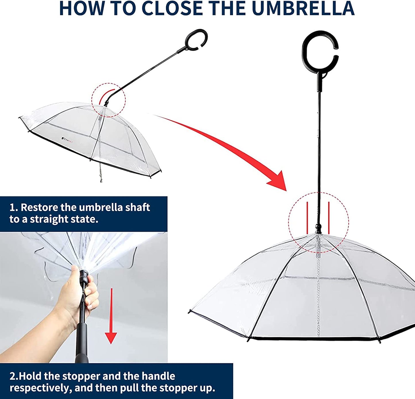 Clear Dog Umbrella with Adjustable Leash for Small Dogs - Waterproof Rain Protection for Outdoor Walks