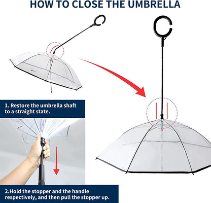 Clear Dog Umbrella with Adjustable Leash for Small Dogs - Waterproof Rain Protection for Outdoor Walks