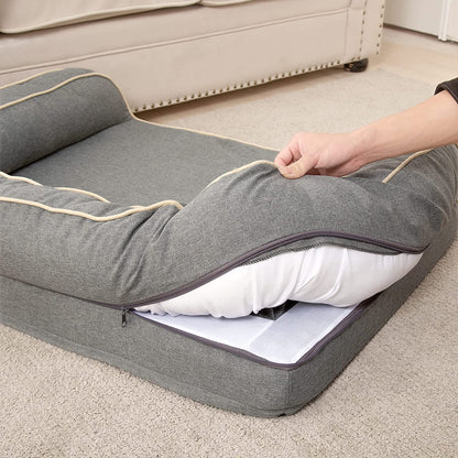 Orthopedic Dog Sofa Bed with Deluxe Egg-Crate Foam Mattress and Removable Washable Linen Cover for Small, Medium, and Large Dogs