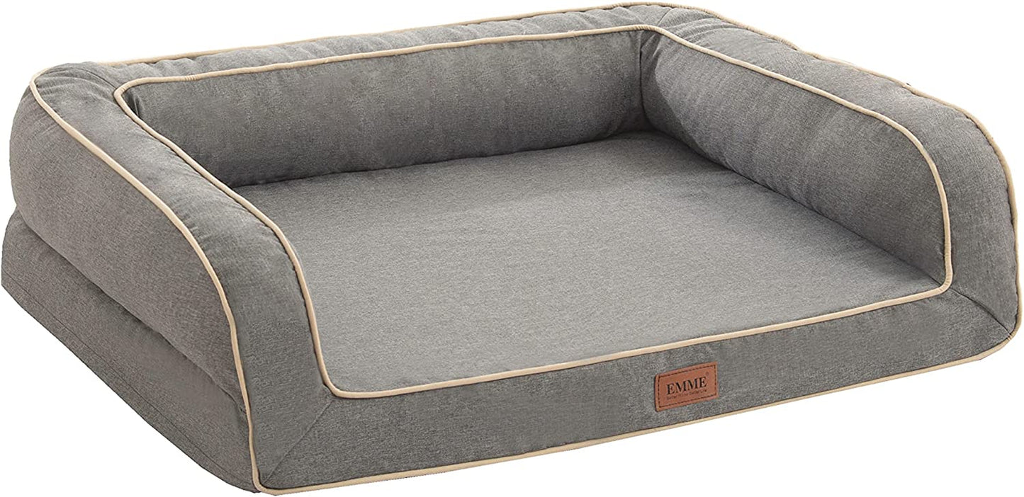 Orthopedic Dog Sofa Bed with Deluxe Egg-Crate Foam Mattress and Removable Washable Linen Cover for Small, Medium, and Large Dogs