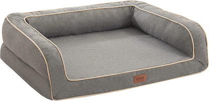 Orthopedic Dog Sofa Bed with Deluxe Egg-Crate Foam Mattress and Removable Washable Linen Cover for Small, Medium, and Large Dogs