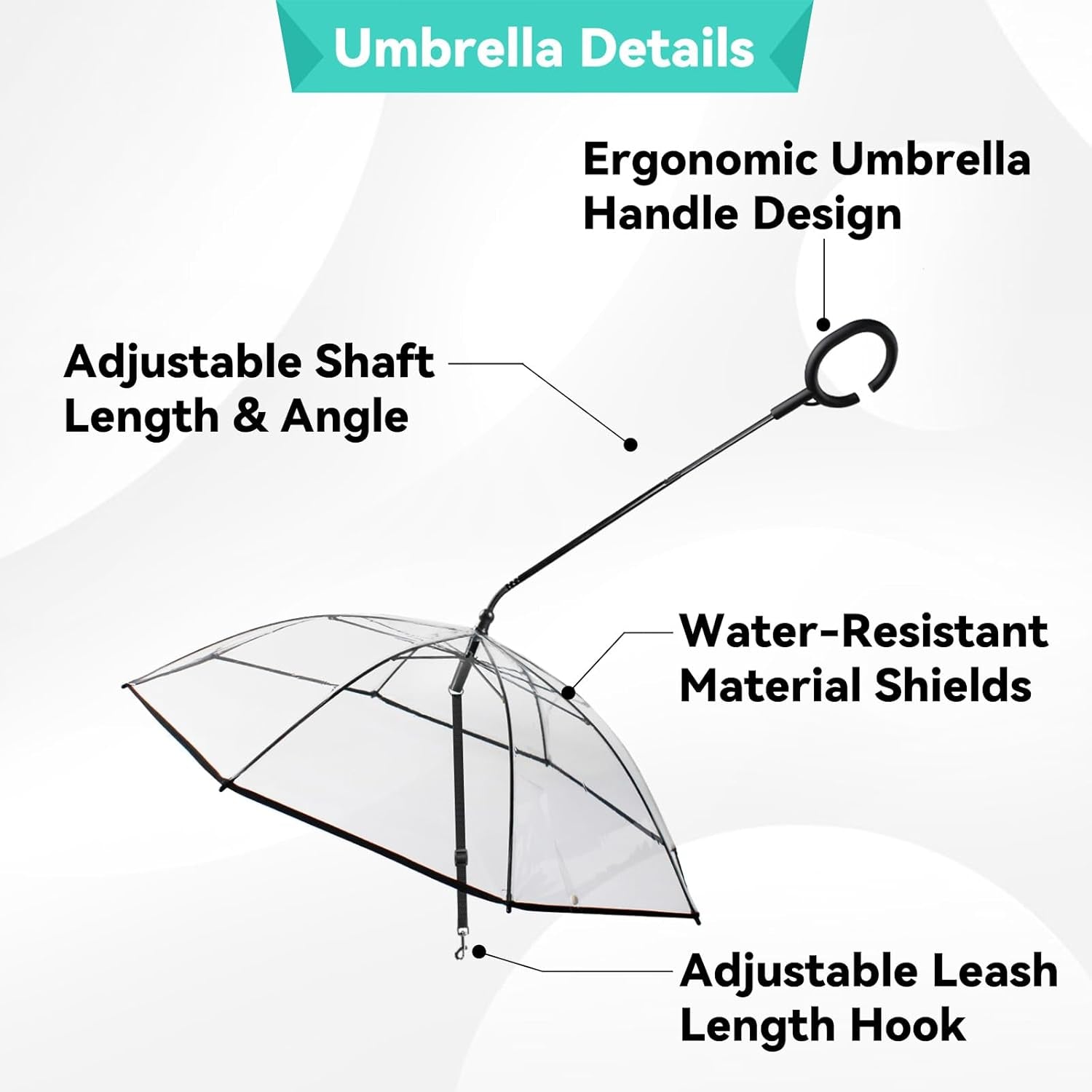 Clear Dog Umbrella with Adjustable Leash for Small Dogs - Waterproof Rain Protection for Outdoor Walks