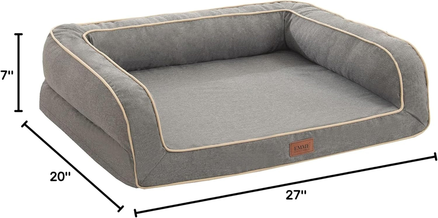 Orthopedic Dog Sofa Bed with Deluxe Egg-Crate Foam Mattress and Removable Washable Linen Cover for Small, Medium, and Large Dogs