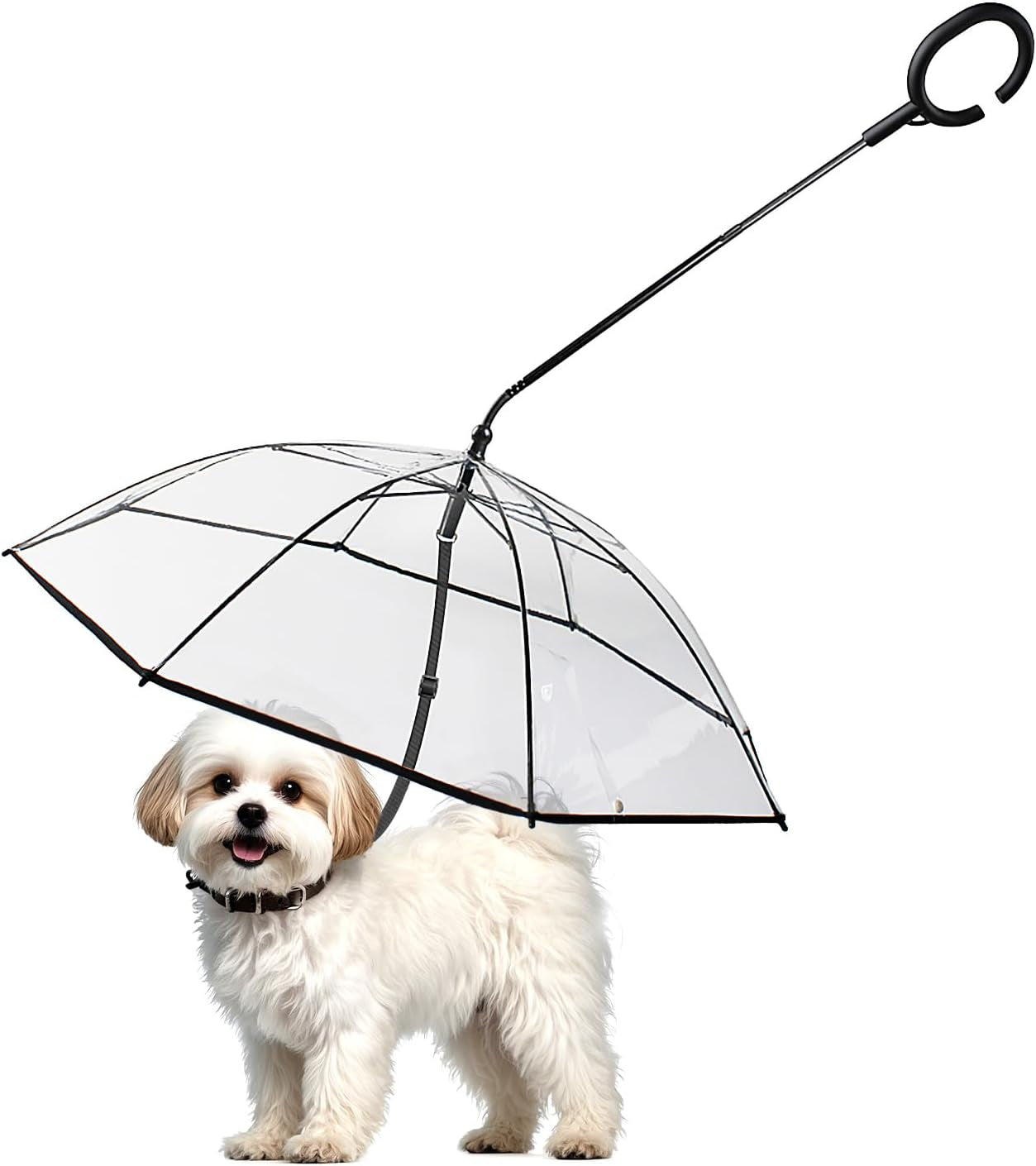 Clear Dog Umbrella with Adjustable Leash for Small Dogs - Waterproof Rain Protection for Outdoor Walks