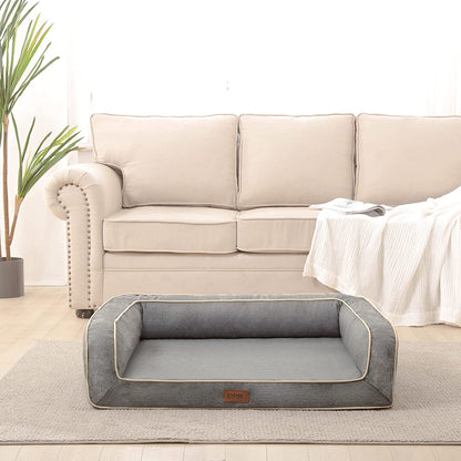 Orthopedic Dog Sofa Bed with Deluxe Egg-Crate Foam Mattress and Removable Washable Linen Cover for Small, Medium, and Large Dogs