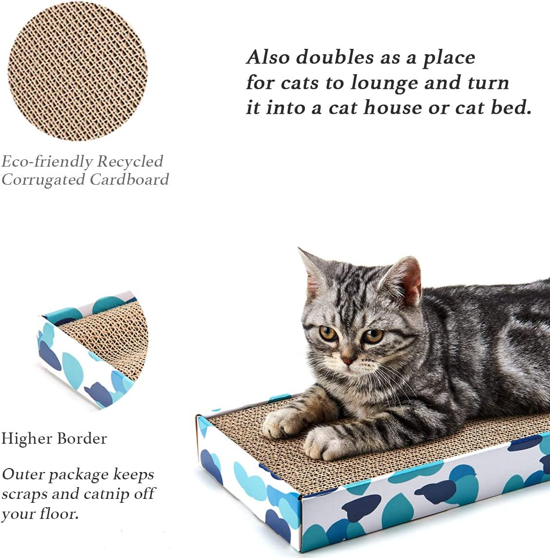 Reversible Cat Scratcher Cardboard Pad with Catnip – Durable Corrugated Scratching Board & Cat Lounge Bed for Kittens and Small Cats