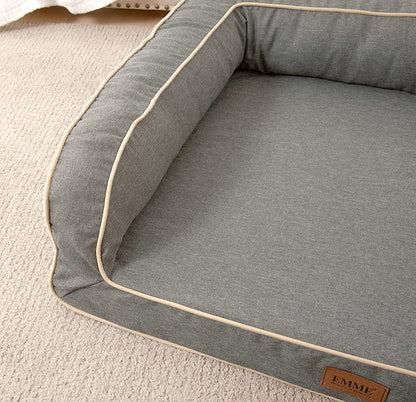 Orthopedic Dog Sofa Bed with Deluxe Egg-Crate Foam Mattress and Removable Washable Linen Cover for Small, Medium, and Large Dogs